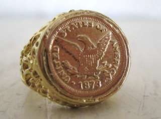 Vintage Gold Tone 1873 U.S. Eagle Coin Mens Pinky Ring  