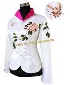 Chinese Woman Handmade Embroidery Flower Jacket/Coat  