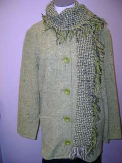 Boyne Valley Weavers Tweed Button Front Jacket/Scarf S  