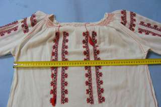 Vintage RED BLACK Hand embroidered ROMANIAN Peasant Folk Evening TOP 