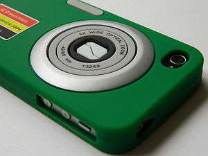   4GS Soft SILICONE Skin CASE COVER Green Silver Camera Protector  