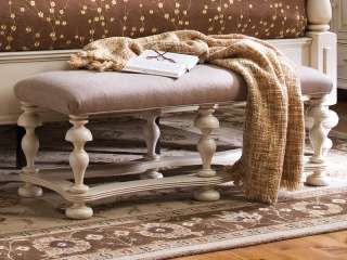 Linen White Shabby Chic Bed End Bench  