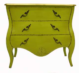 French designer furniture chest of 3 drawers green painted vintage 