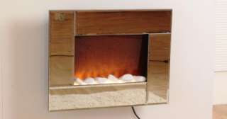 MIRROR GLASS WALL MOUNTED ELECTRIC FIREPLACE BEVEL EDGE