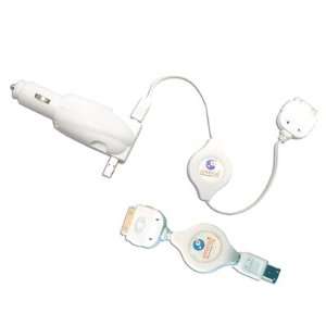  Retractable 5 in 1 iPod and iPod Mini Travel Charger White 