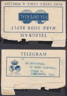 Imperial Telegram Post Office Cable&Wireless Env  St Marys Hospital 