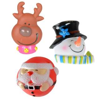 3pc Christmas Santa Snowman Reindeer Squeaky Dog Toys  