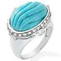   Sleeping Beauty Turquoise, Blue Topaz and Diamond Sterling Silver Ring