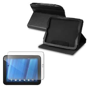  For HP TouchPad black leather case + Reusable Screen 