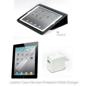   Leather Case + Screen Protector + 10W Wall Home Charger Electronics