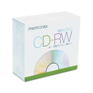  CD RW Discs, 700MB/80min, 4x, w/Slim Jewel Cases, Silver 