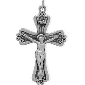   Sterling Silver Religious Large Crucifix with chain   16 Jewelry