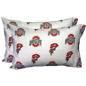 Ohio State University Buckeyes Set of 2 Cotton Pillowcase Covers 