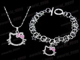 Xmas gift Kitty set Jewelry Necklace bracelet FT180  
