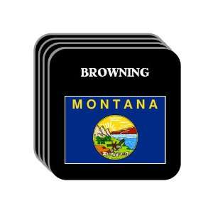 US State Flag   BROWNING, Montana (MT) Set of 4 Mini Mousepad Coasters