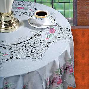 Vinyl Lace Look Round Tablecloth   60 Table Cloth New 062185900353 