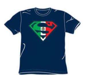 SUPERMAN Logo MEXICAN Flag Adults COTTON T SHIRT New  
