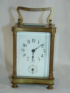 Antique Fench Brass Alarm Carriage Clock w/ Key  