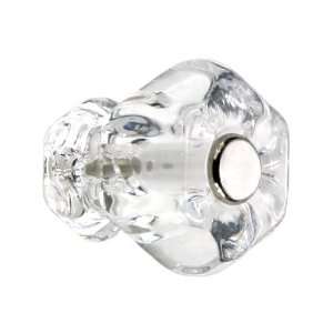  Medium Hexagonal Clear Glass Cabinet Knob With Nickel Bolt 