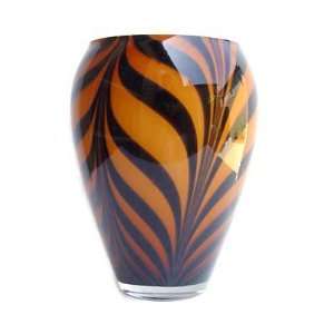 Amber Cased Zebra Vase Infinity Poland Glassware  Kitchen 
