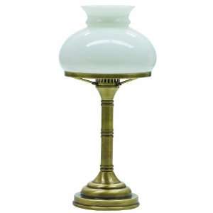   Inch Portable Accent Table Lamp, Antique Brass with Opal Glass Shade