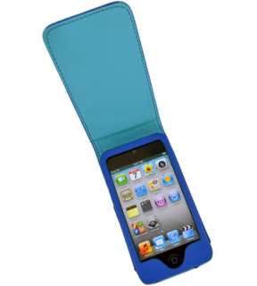 BLUE LEATHER CASE FOR APPLE IPOD TOUCH 4G 4th Gen NEW  