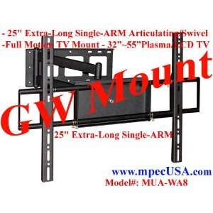  Long Single ARM   Articulating/Swivel Wall Mount for Plasma TV, LCD 