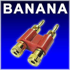 Audio Speaker cable Connector Amplifier Gold Dual Banana Male Plug 