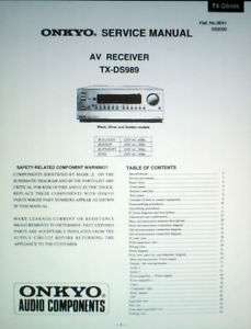 ONKYO TX DS989 AV RECEIVER SERVICE MANUAL BOUND ENG  