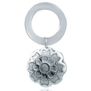  Sterling Silver Sunflower Teething Ring: Baby