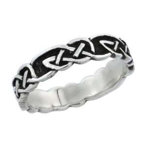 Sterling Silver Celtic Knot Band Ring, 3/16 in. (5 mm) wide, size 12.5