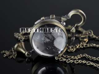 Brass Necklace Pendant Quartz Glass Ball Watch 1.06  