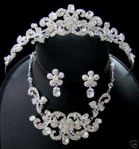 Unique Couture Bridal Tiara, earring, Necklace Set*  