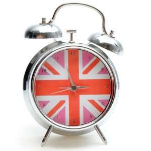  Union Jack Battery Operated Alarm Clock   Pink