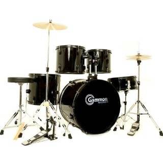 New Drum Set Black 5 Piece Complete Full Size with Cymbals Stands 