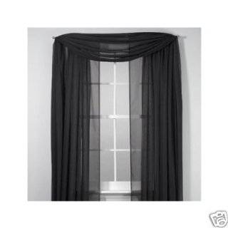    LONG BLACK SHEER VOILE CURTAINS / TAILORED CURTAIN PANELS, 60 WIDE