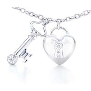   : Bling Jewelry Heart Padlock & Key Charm Necklace 16 Inches: Jewelry
