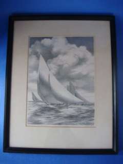 John Moll Lithograph Print Chesapeake Log Canoes Bay  