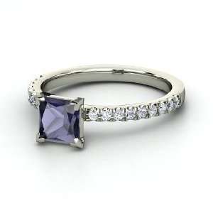  Celeste Ring, Princess Iolite 14K White Gold Ring with 
