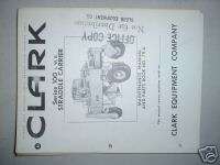 CLARK STRADDLE CARRIER 100 SERIES MAINT. & PARTS MANUAL  