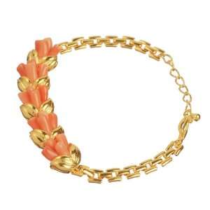   Plated with Pink Coral Tube Bracelet, 7 with 1.5 Extender Jewelry