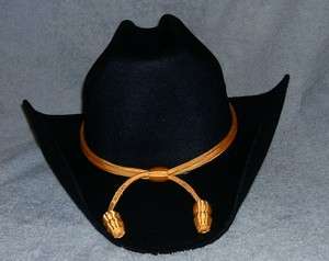 Black Felt CAVALRY COWBOY HAT  and band   LINED   New   Size 7 1/4 