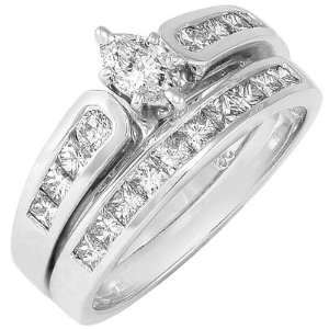   Diamond Marquise Bridal Ring Set?in 14k White Gold (HI/SI) Jewelry