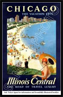 Chicago Travel Poster 1929 Illinois Central Railroad #1  