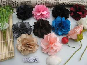   10pcs Girls Women 3 Silk Rose Flower Flower Hair Bow Clips Brooch pin