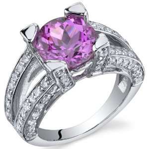 Boldly Glamorous 3.75 Carats Pink Sapphire Ring in Sterling Silver 