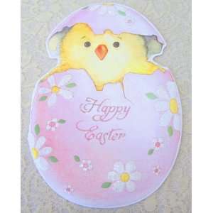 Carol Wilson Happy Easter Card   Yellow Chick In Egg, Glitter