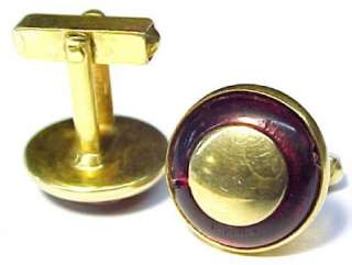 Vintage Swank Cufflinks and Tie Clip Set; Red and Gold  