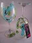 blue green wine glasses  