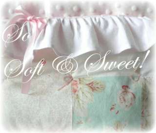 Vintage Seaside Rose Chenille baby quilt crib bedding  